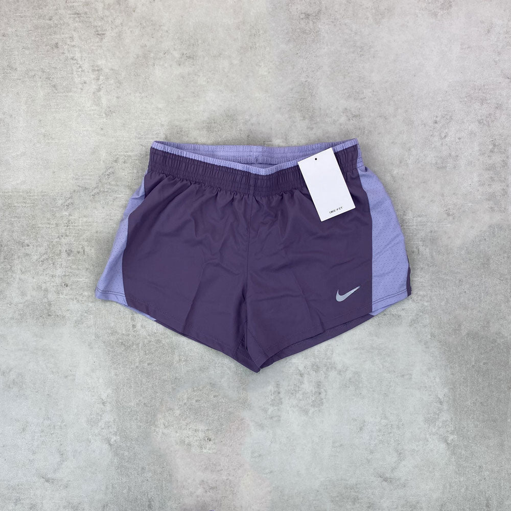 10k running shorts purple women's