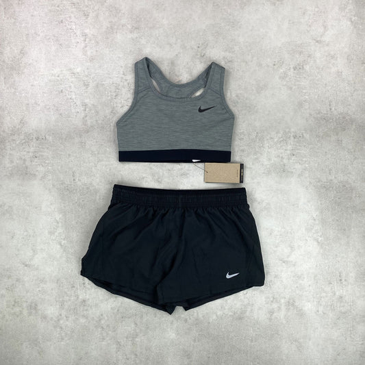 Swoosh Bra/ Shorts Black/ Grey Set Women's