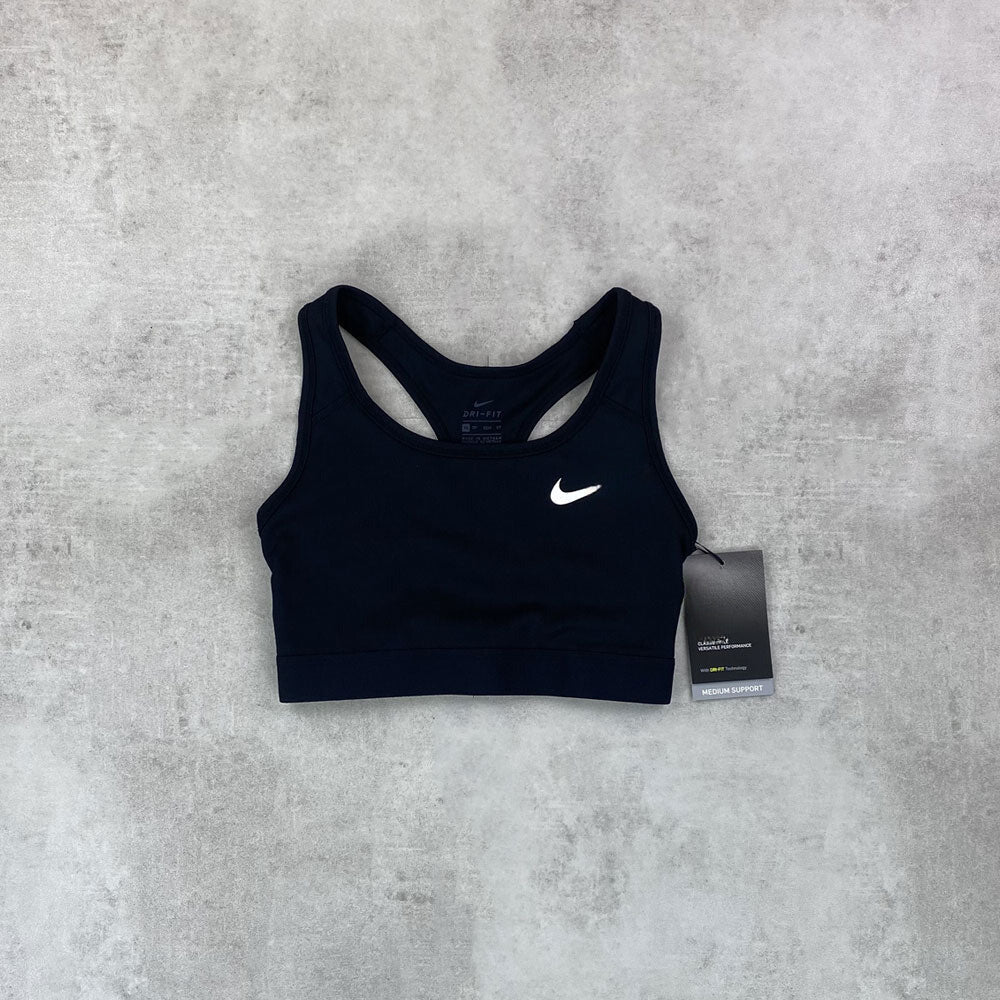 swoosh bra black women's