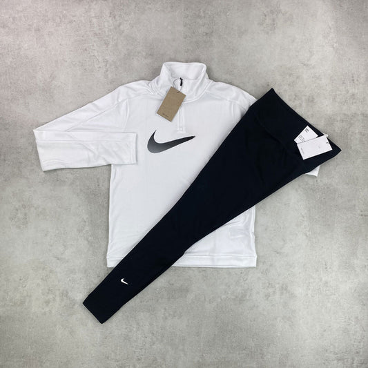 Swoosh Half Zip/ Leggings White/ Black Set Women's
