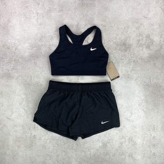 Swoosh Bra/ Shorts Set Black Women's