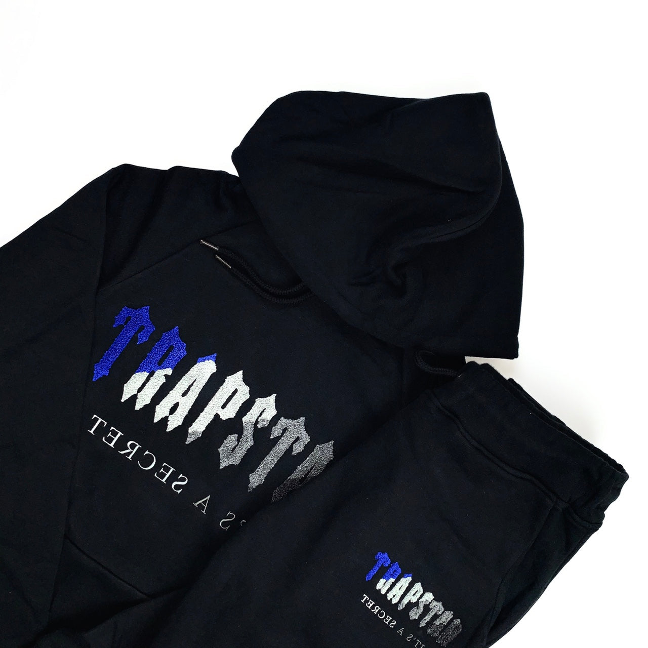 mens black/blue chenille decoded hooded tracksuit "tstar"