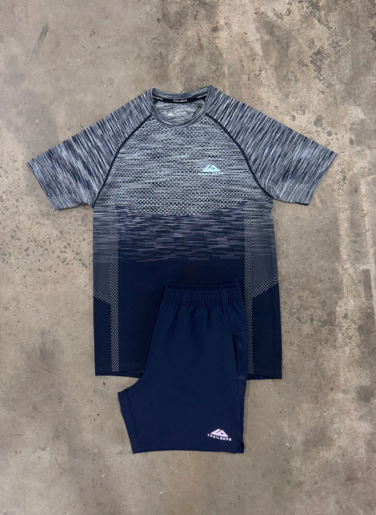 t-bg short set - navy/grey gradient