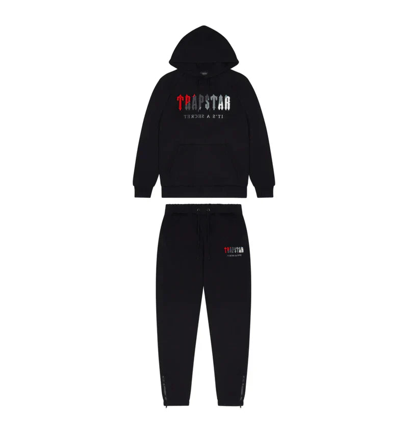 mens black/red chenille decoded hooded tracksuit "tstar"