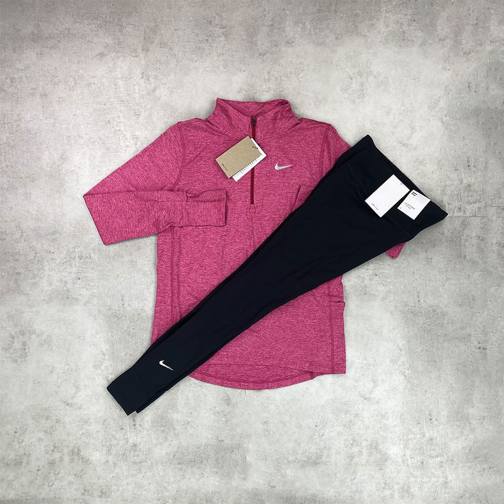 element half zip/ leggings pink/ black set women's