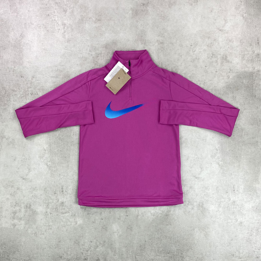 swoosh half zip active fucshia women's