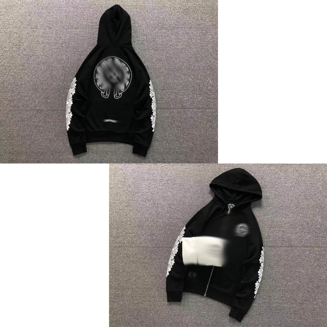 mens black chrome zip-up